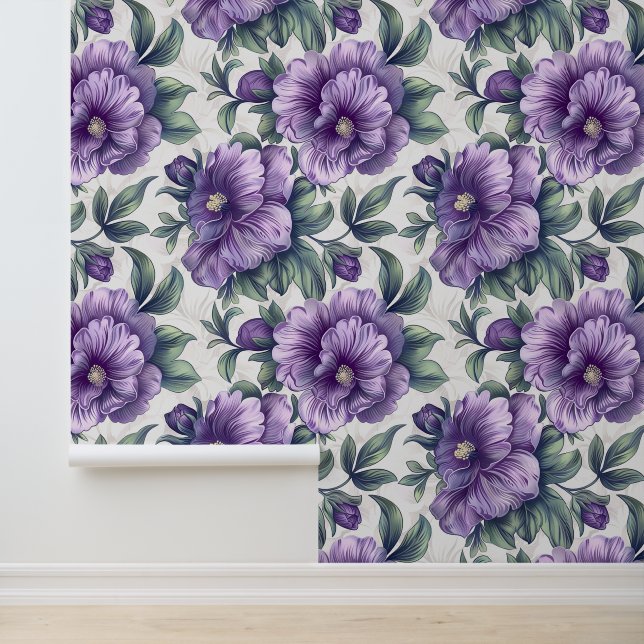 Papier Peint Damas texture luxueuse de violet de fleurs d'alto (Application)