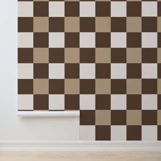 Papier peint damier neutre | Mocha et crème