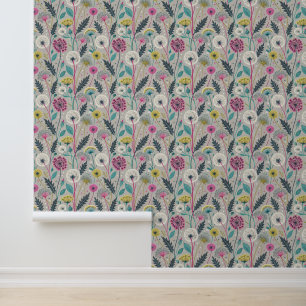 Papier Peint Dandelion et feuillage vibreux Motif sans couture