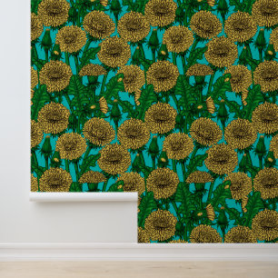 Papier Peint Dandelions sur turquoise