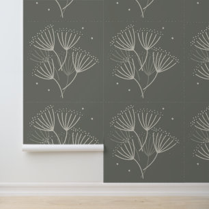 Papier Peint Dandelions tirés à la main Floral Green
