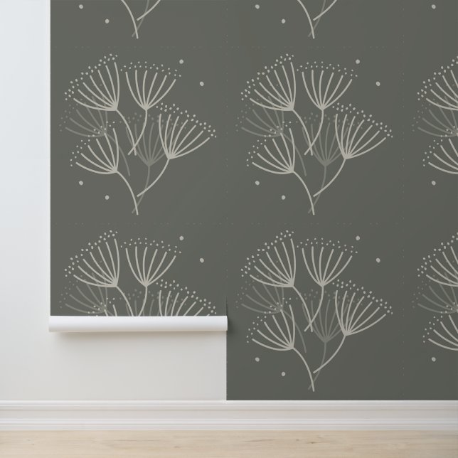 Papier Peint Dandelions tirés à la main Floral Green (Application)