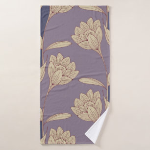 papier peint de crocus floral rétro en bleu mauve