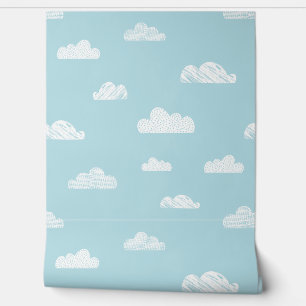 Papier Peint De mignons petits nuages sur bleu clair