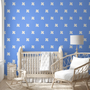 Papier peint de motif croix bleu-blanc frais