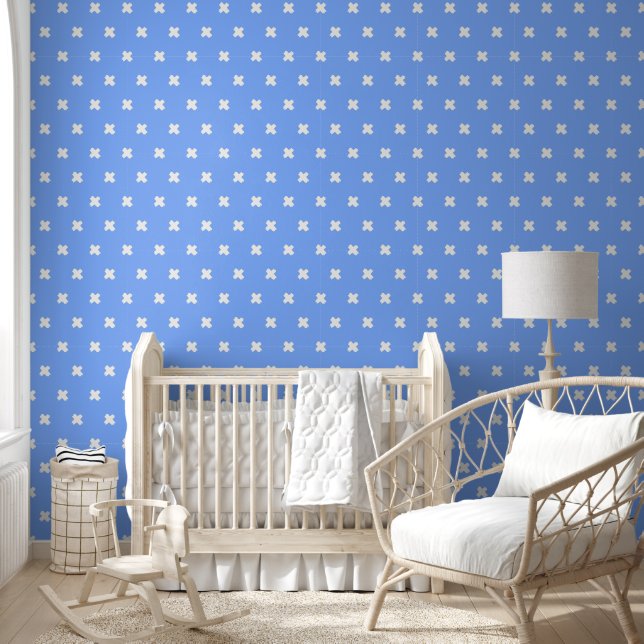 Papier peint de motif croix bleu-blanc frais (Enfants)