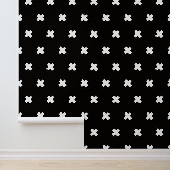 Papier peint de motif croix noir-blanc frais (Application)