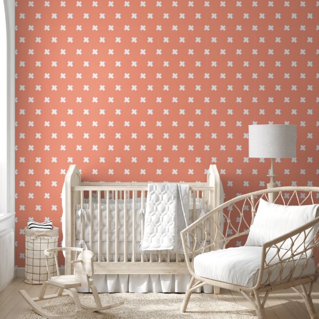 Papier peint de motif Croix Orange-Blanc frais (Enfants)