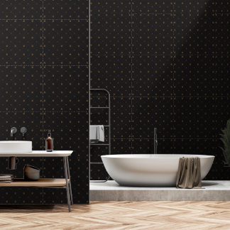 Papier peint de salle de bain géométrique noir de