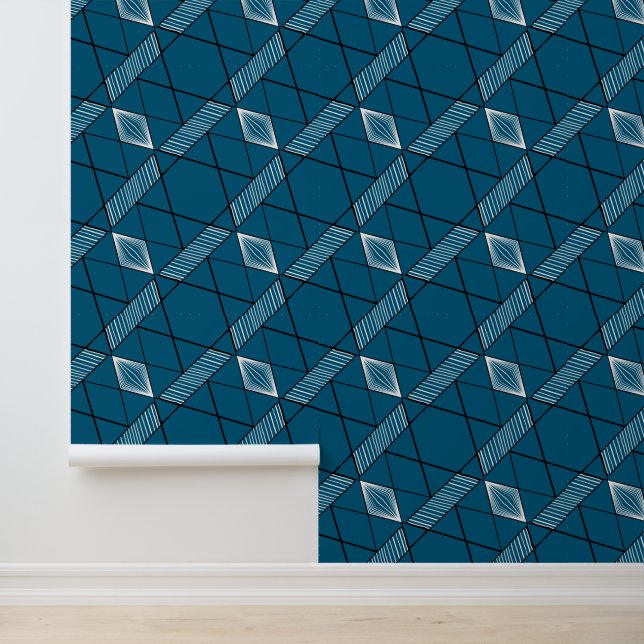 Papier Peint Déco chic classique géométrique moderne Turquoise  (Application)