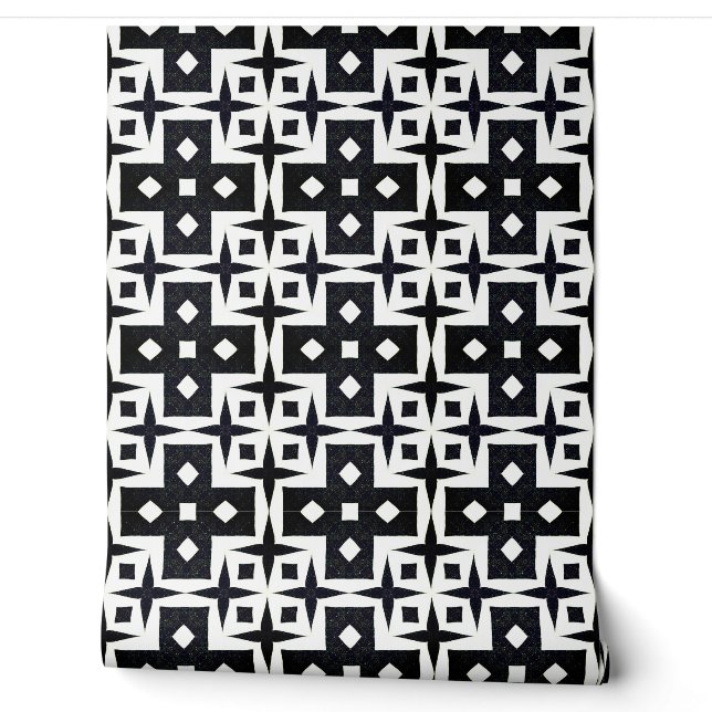 Papier Peint Déco géométrique Moderne Classique Chic Noir et Bl (Déroulement)