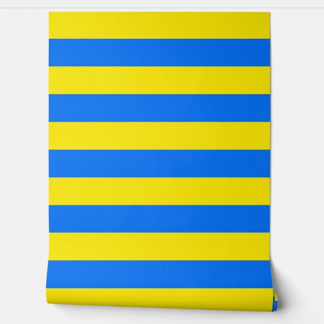 Papier Peint Décor à rayures jaune et bleu (Déroulement)