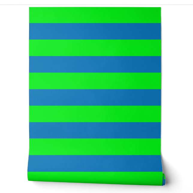 Papier Peint Décor bleu et vert rayures (Déroulement)