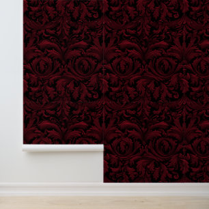 Papier Peint Décor gothique rouge foncé Jacquard gothique