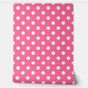 Papier Peint Décor Motif rose blanc Pois