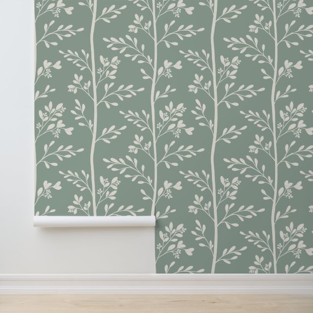 Papier Peint Delicate Flowers in Bloom XL soft beige silhouette (Application)