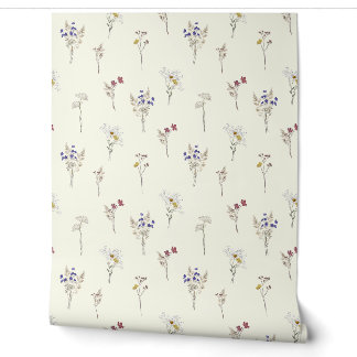 Papier Peint Delicate Meadow Wildflowers on Ivory White