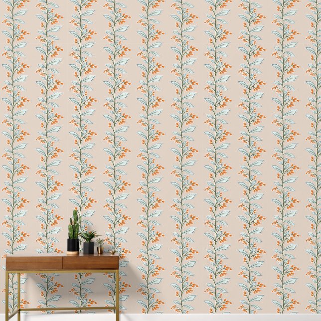 Papier Peint Delicic Botanic Reverie M7 Grand Plante Orange (Couloir)