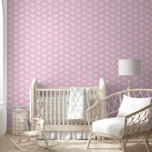 Papier Peint Demi-Coeurs décalés Soft Pastel Rose Petit Motif