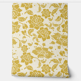 Papier Peint Dentelle dorée florale
