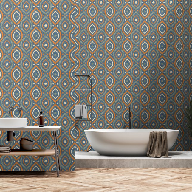 Papier Peint Design abstrait rétro dans le style navajo Ikat. (Salle de bain)