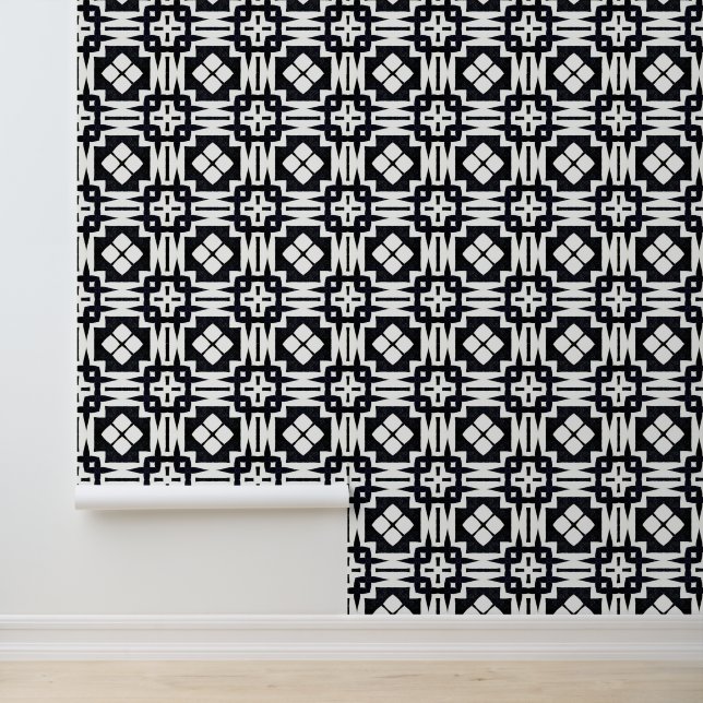 Papier Peint Design chic noir et blanc Déco géométrique moderne (Application)