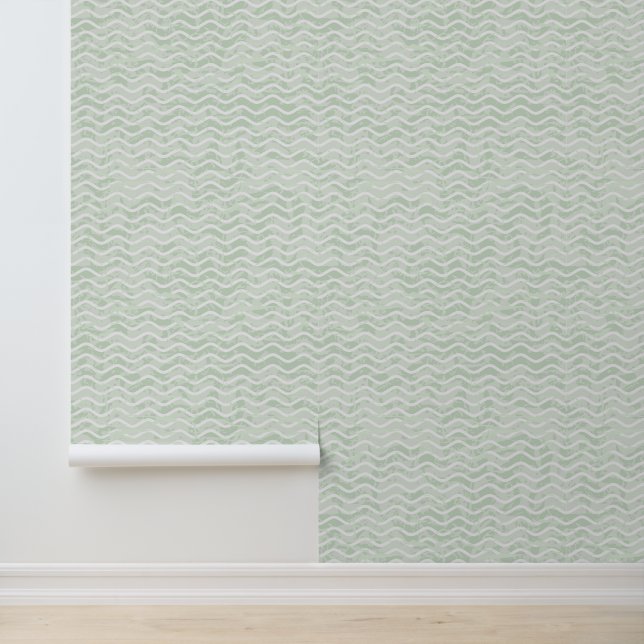 Papier Peint Design de vague vert Sage (Application)