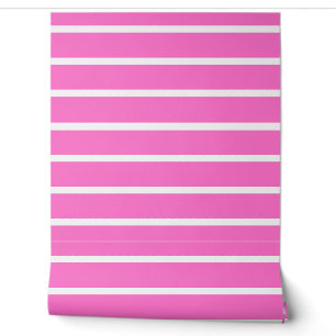 Papier Peint Design en bandes rose et blanche