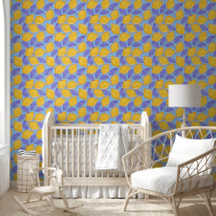 Papier Peint Design floral rétro avec citrons.