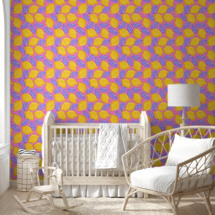 Papier Peint Design floral rétro avec citrons.