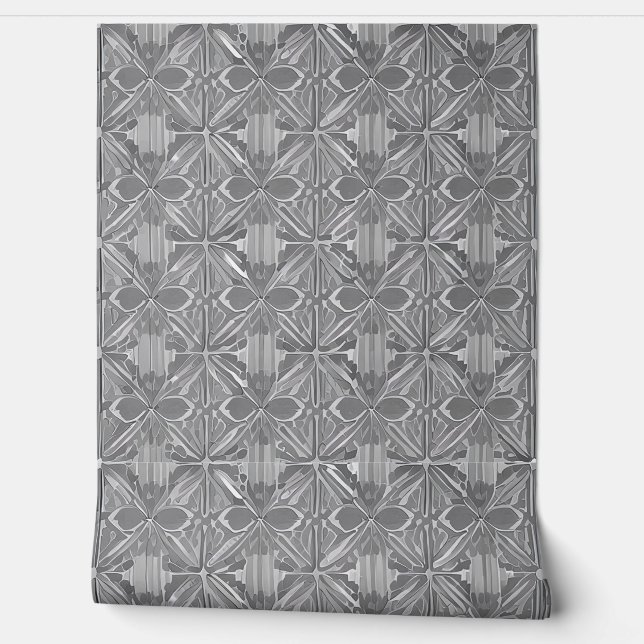 Papier Peint Design géométrique gris (Déroulement)