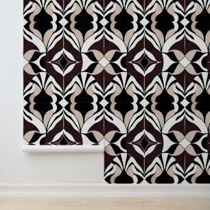 Papier Peint Design Motif Abstrait noir et beige