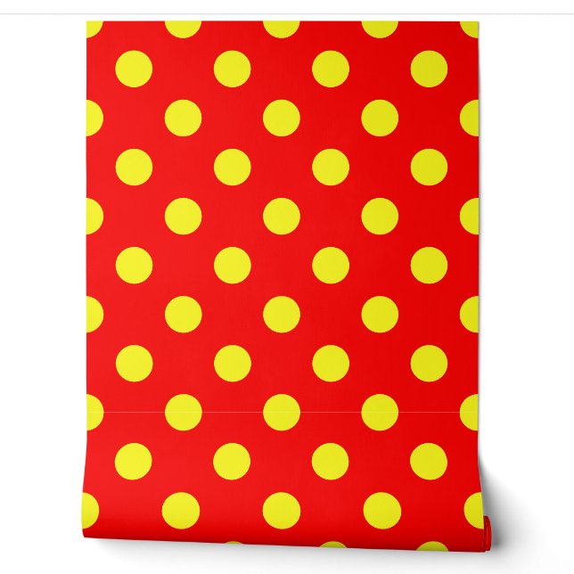 Papier Peint Design Pois jaune rouge (Déroulement)