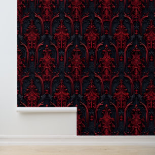 Papier peint d'Halloween baroque noir et rouge