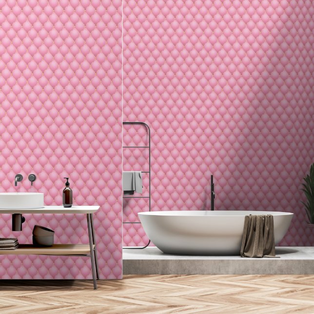 Papier Peint Diamant d'or rose clair oignon touffu (Salle de bain)