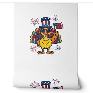 Papier Peint Dinde patriotique drôle Feu d'artifice Chemise vin