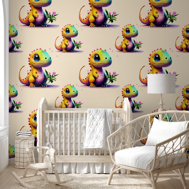 Papier Peint Dinosaure bébé T-Rex mignon (Enfants)