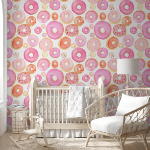 Papier Peint Dinuts roses glacés