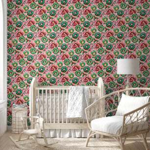 Papier Peint Donuts de Noël roses rétro Pink Tartan Plaid