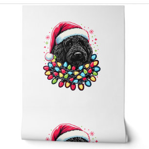 Papier Peint Doodle noir Labradoodle Noël Arbre de Noël Lumière