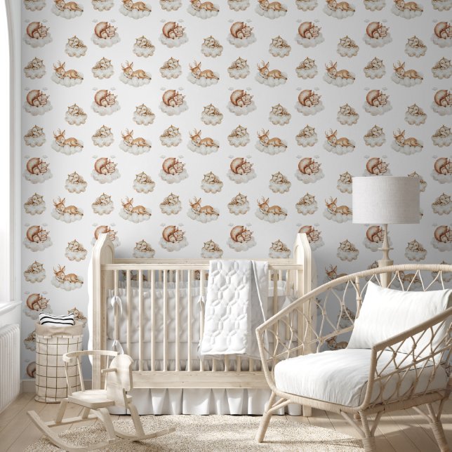 Papier Peint Dormir Bois Animaux Modèle Baby Nursery (Enfants)