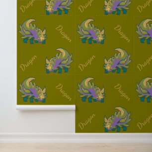 Papier Peint Dragon feuille pixel art