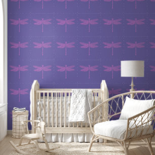Papier Peint Dragonfly Imaginaire rose et violet