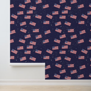 Papier Peint Drapeau américain vintage patriotique rouge blanc 
