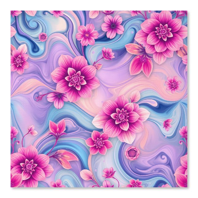 Papier Peint Dreamy rose florale sur Pastel Aquarelle (Recto)