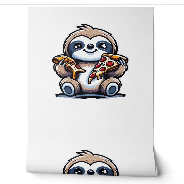 Papier Peint Drôle Sloth mangeant Pizza, Amoureux des animaux K (Déroulement)