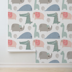 Papier Peint Drôle Visage mignon Doodle Motif animal