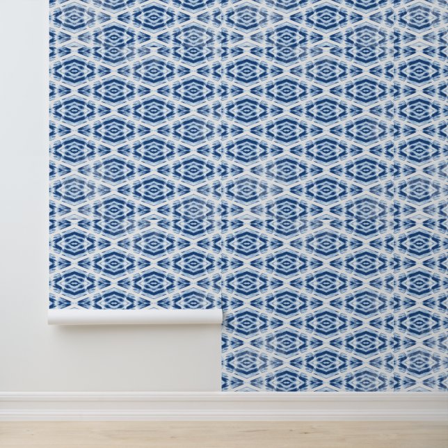 Papier Peint Dusty Blue Oriental Tie Dye Motif (Application)
