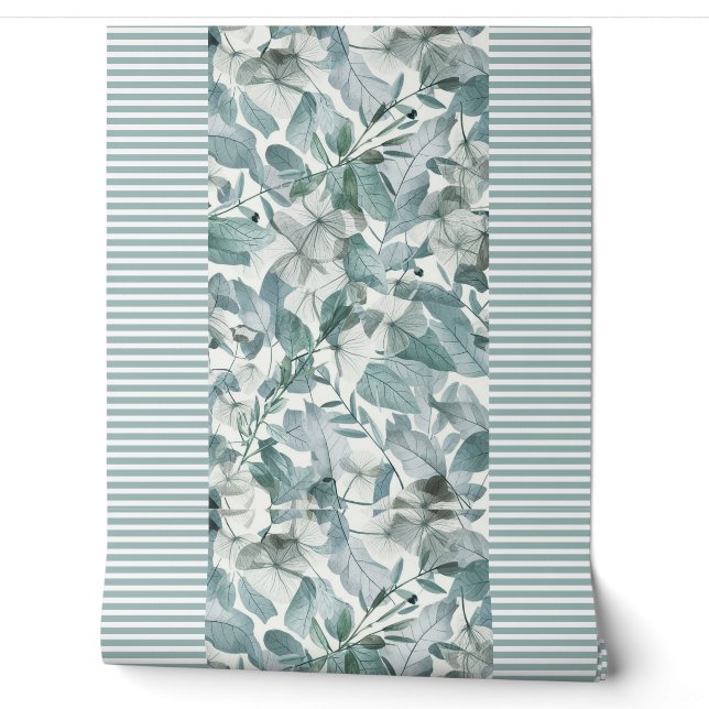Papier Peint Eau moderne sauge vert eucalyptus feuilles (Déroulement)