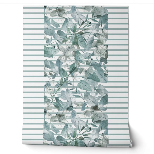 Papier Peint Eau moderne sauge vert eucalyptus feuilles2 (Déroulement)